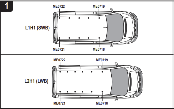PEUGEOT Expert 2007 - 2016 2x Roof bars (H1) VG248-2