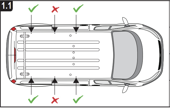 FORD Custom 2012 - 2023 2x Roof bars (H2) VG308-2