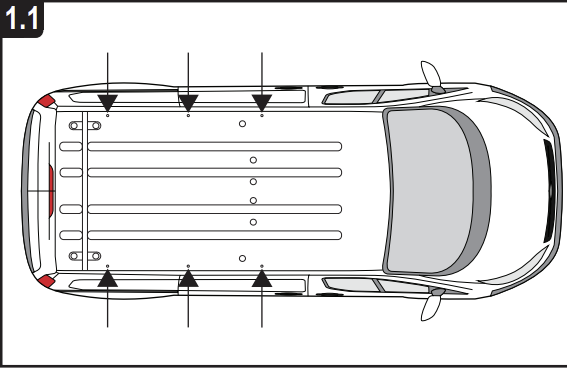 FORD Custom 2012 - 2023 3x Roof bars (H2) VG308-3