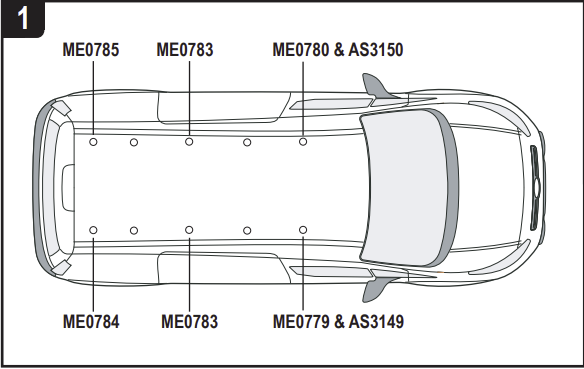 FORD Connect 2014 - 2024 3x Roof bars (L2) VG309-3LWB
