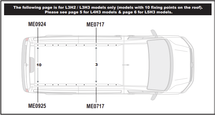 VOLKSWAGEN Crafter 2017 on 2x Roof bars (Does not utilise front fixing point)Only models with Fixing points - Not T-Track All Variants VG336-2