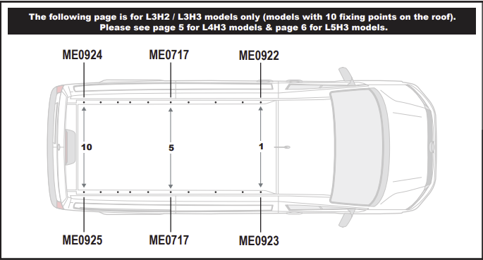 VOLKSWAGEN Crafter 2017 on 3x Roof bars Only models with Fixing points - Not T-Track All Variants VG336-3