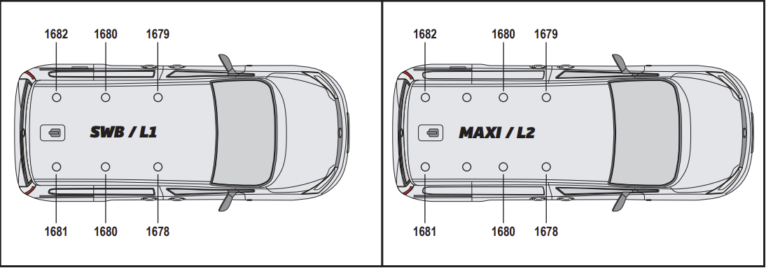VOLKSWAGEN Caddy Maxi 2021 on 3x Roof bars L1 & L2 VG341-3