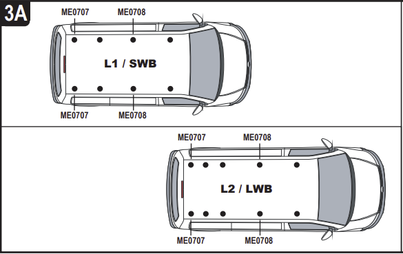 VOLKSWAGEN Transporter (T5) 2003 - 2015 2x Roof bars (L1H1) & (L2,H1) VG263-2