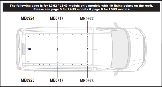 VOLKSWAGEN Crafter 2017  on  3x Roof bars Only models with Fixing points - Not T-Track All Variants VG336-3