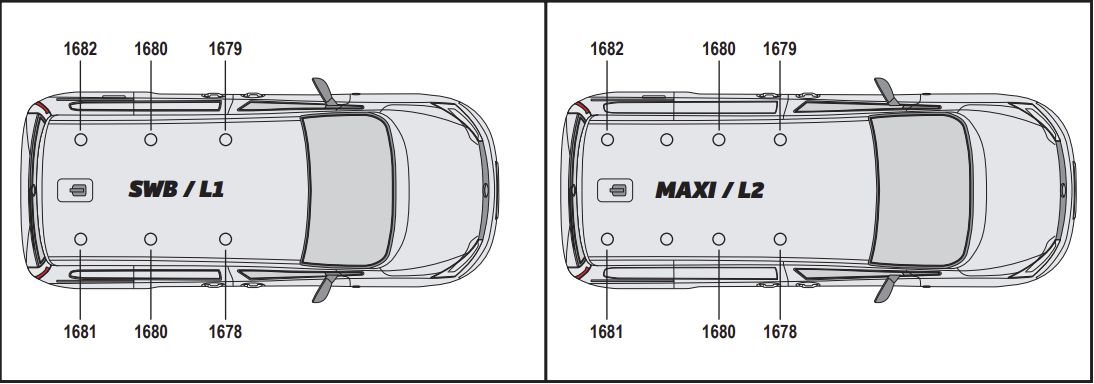 FORD Connect 2024 on 3x Roof bars L1 & L2 VG341-3